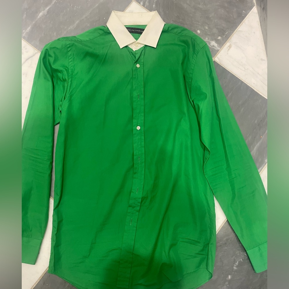 RALPH LAUREN men’s green cotton button down shirt in size 16/41